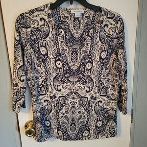 Liz Claiborne Paisley Print V-Neck Blouse
